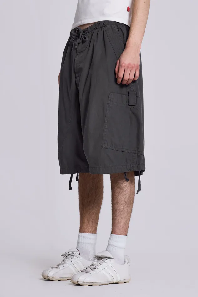 Bestsellers Shop Vintage Grey Parachute Cargo Shorts Jaded London Men