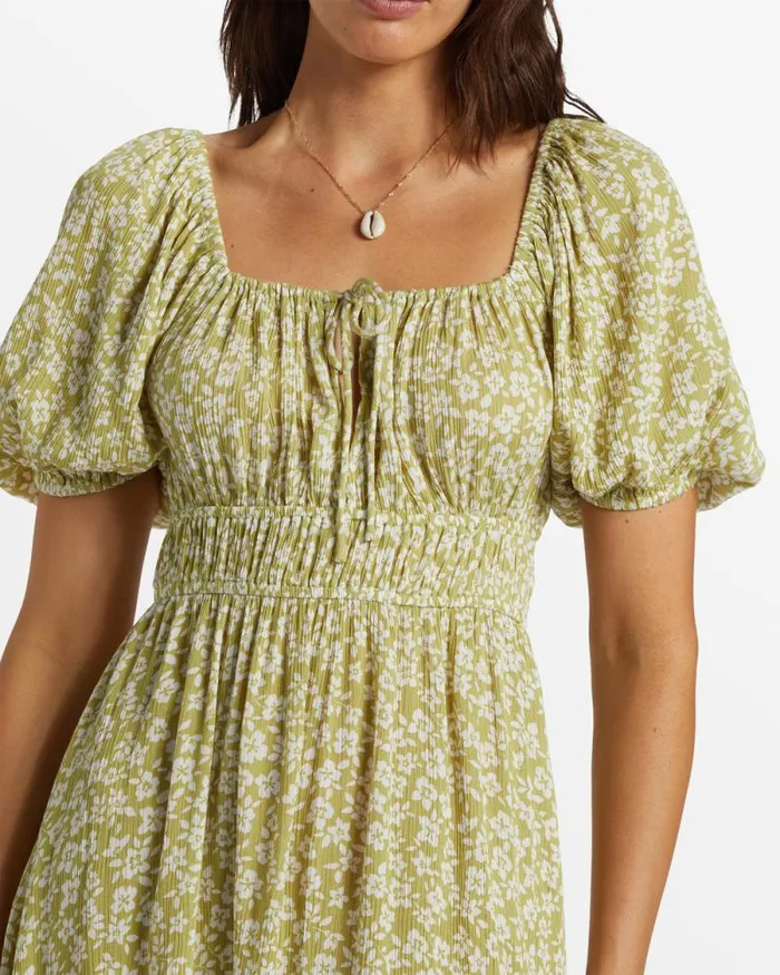 Billabong Dresses Cabana Puff Sleeve Mini Dress Moss Joy 8211 Women Billabong Dresses Cabana Puff Sleeve Mini Dress Moss Joy 8211 Women