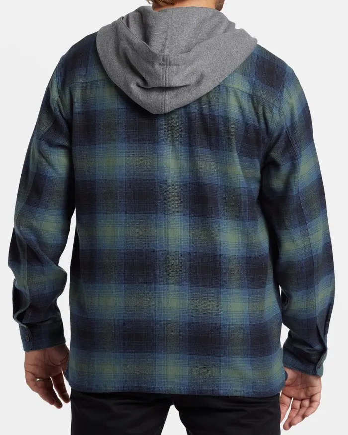 Billabong Flannels Baja Hooded Long Sleeve Flannel Shirt Fern 8211 Men