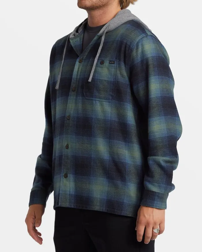 Billabong Flannels Baja Hooded Long Sleeve Flannel Shirt Fern 8211 Men