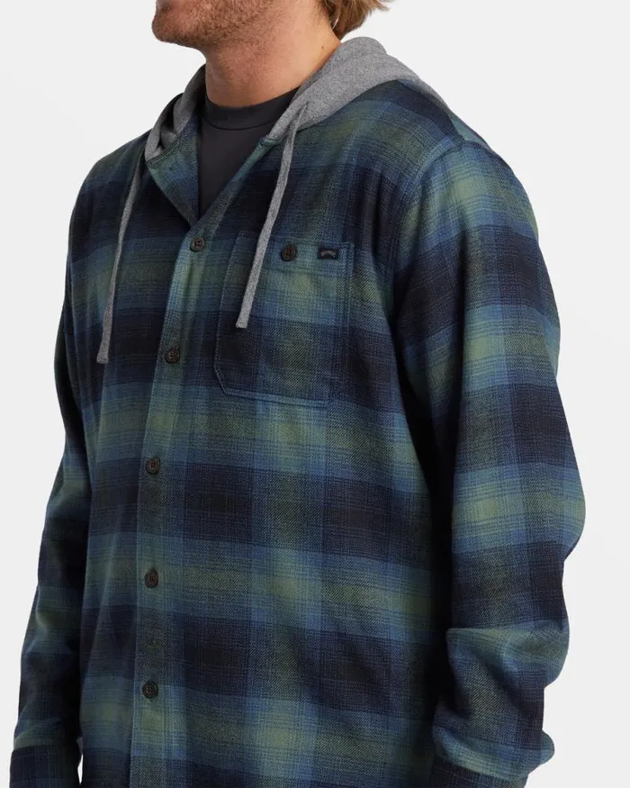 Billabong Flannels Baja Hooded Long Sleeve Flannel Shirt Fern 8211 Men