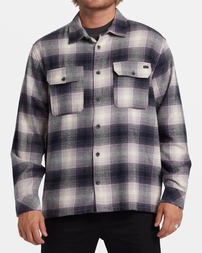 Billabong Flannels Offshore Long Sleeve Flannel Shirt Purple Ash 8211 Men