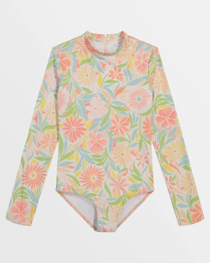 Billabong Girls039 Swim Girls Is This Love Long Sleeve One Piece Swimsuit Dusk Blue 8211 Women