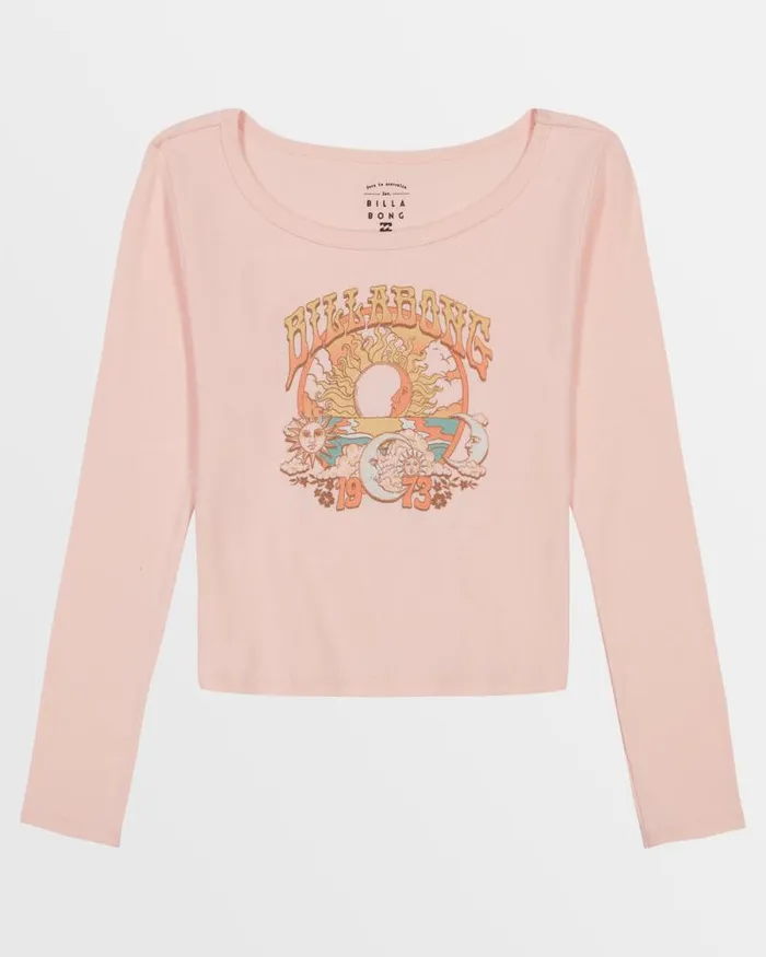 Billabong Girls039 Tops Girls Magic Happens Long Sleeve TShirt Feelin Peachy 8211 Women