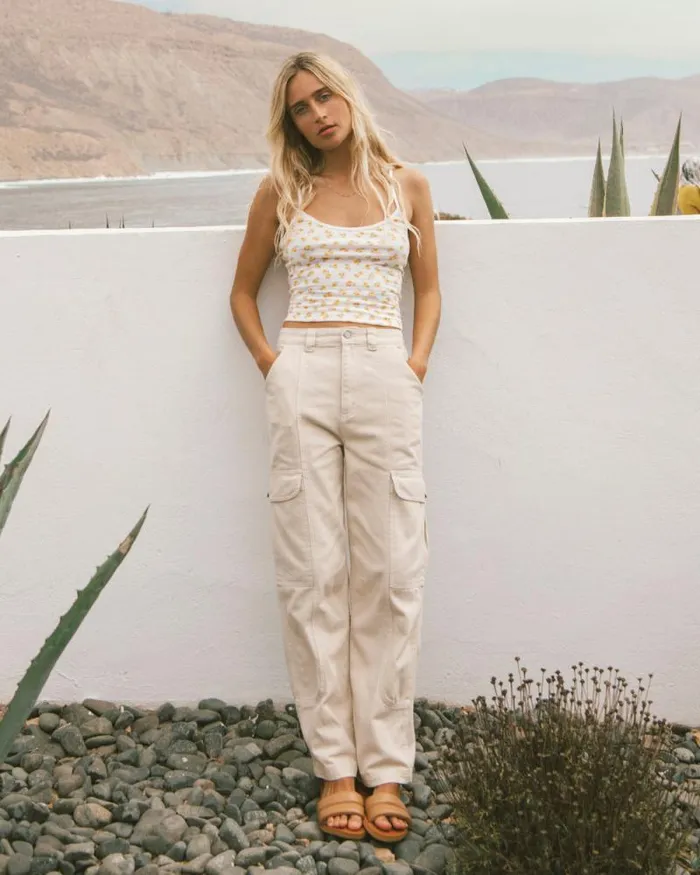 Billabong Jeans and Pants Wall To Wall Denim Cargo Pants Antique White 1 8211 Women