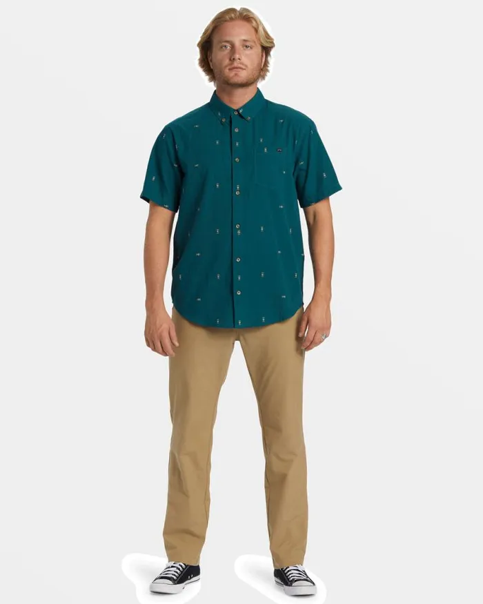 Billabong Shirts All Day Jacquard Short Sleeve Shirt Real Teal 8211 Men Billabong Shirts All Day Jacquard Short Sleeve Shirt Real Teal 8211 Men