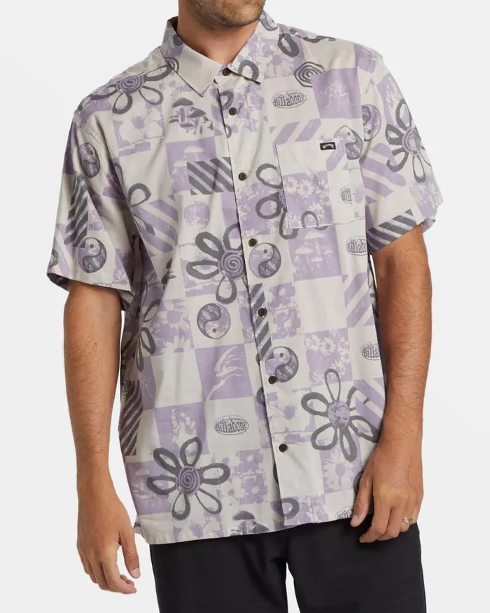 Billabong Shirts Double Vision Short Sleeve Shirt Purple Ash 8211 Men