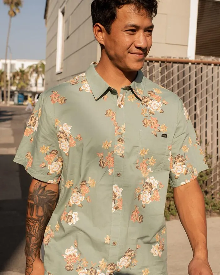 Billabong Shirts Sundays Mini Short Sleeve Shirt Sage 8211 Men