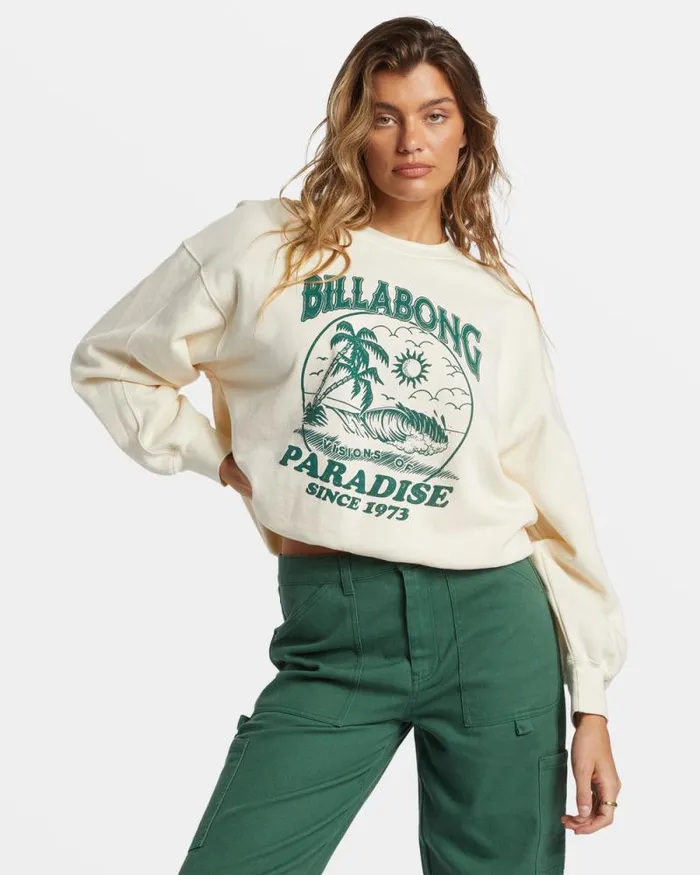 Billabong Sweatshirts and Fleece Fresh Take Pullover Sweatshirt White Cap 8211 Women