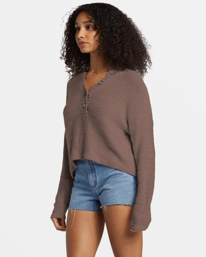 Billabong Sweatshirts and Fleece Shallow Waters Henley Sweater Kona 8211 Women