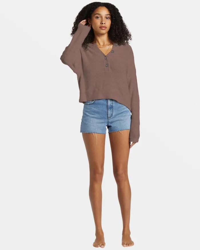 Billabong Sweatshirts and Fleece Shallow Waters Henley Sweater Kona 8211 Women