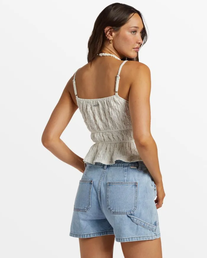Billabong Tops Free Flow Shirred Tank Top Salt Crystal 8211 Women Billabong Tops Free Flow Shirred Tank Top Salt Crystal 8211 Women