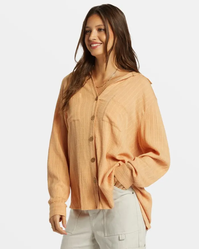 Billabong Tops Swell Long Sleeve Shirt Baked Clay 8211 Women Billabong Tops Swell Long Sleeve Shirt Baked Clay 8211 Women