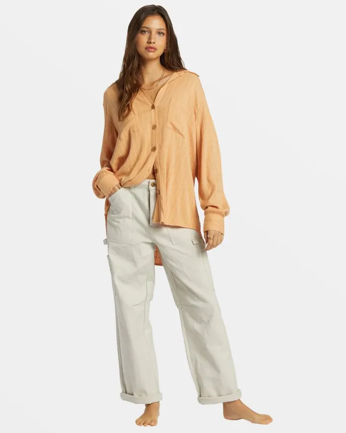 Billabong Tops Swell Long Sleeve Shirt Baked Clay 8211 Women Billabong Tops Swell Long Sleeve Shirt Baked Clay 8211 Women