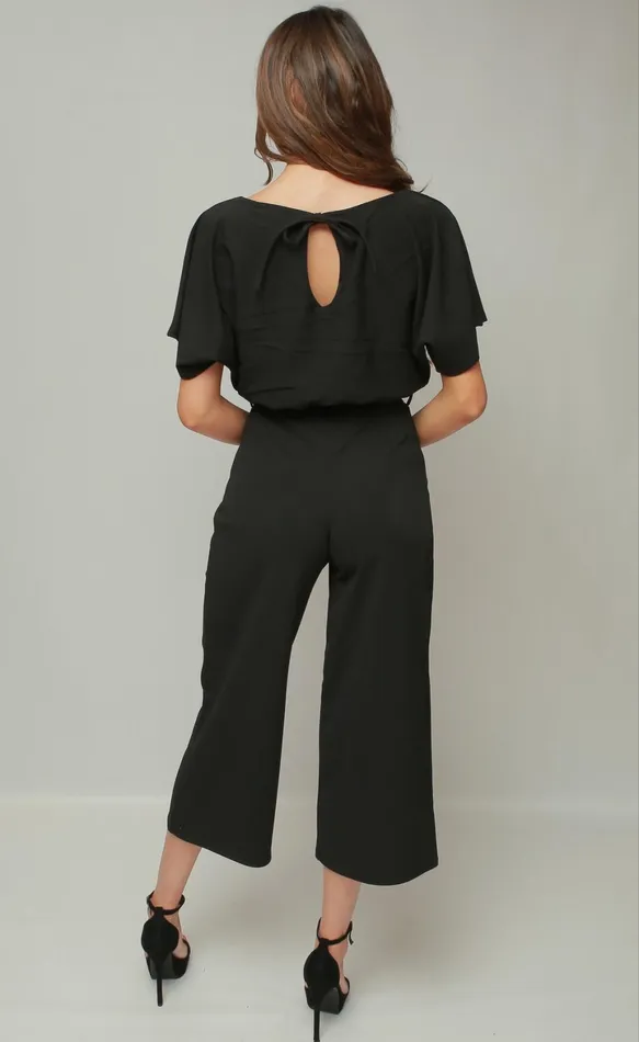 Black Jessica Batwing Belted Culotte Jumpsuit Women Missfiga Jumpsuits