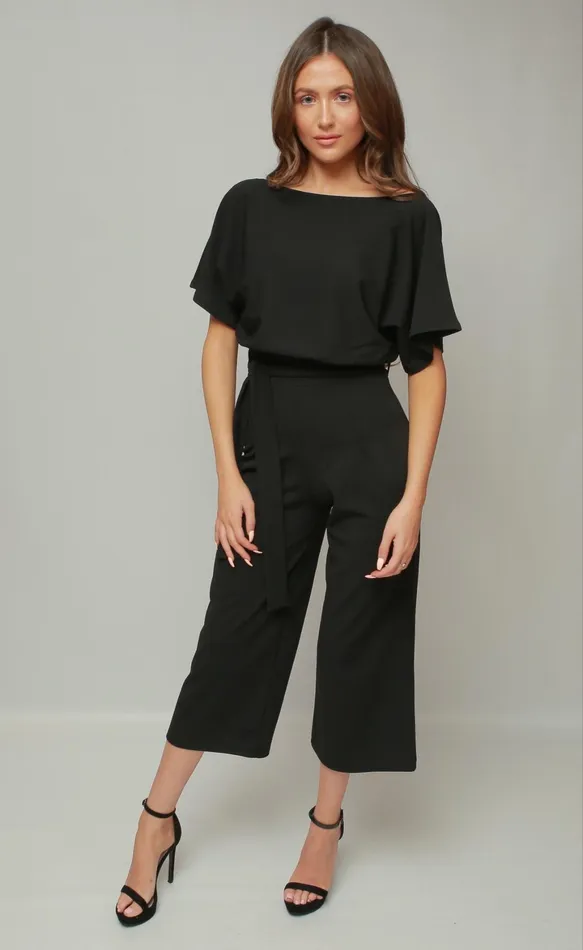 Black Jessica Batwing Belted Culotte Jumpsuit Women Missfiga Jumpsuits