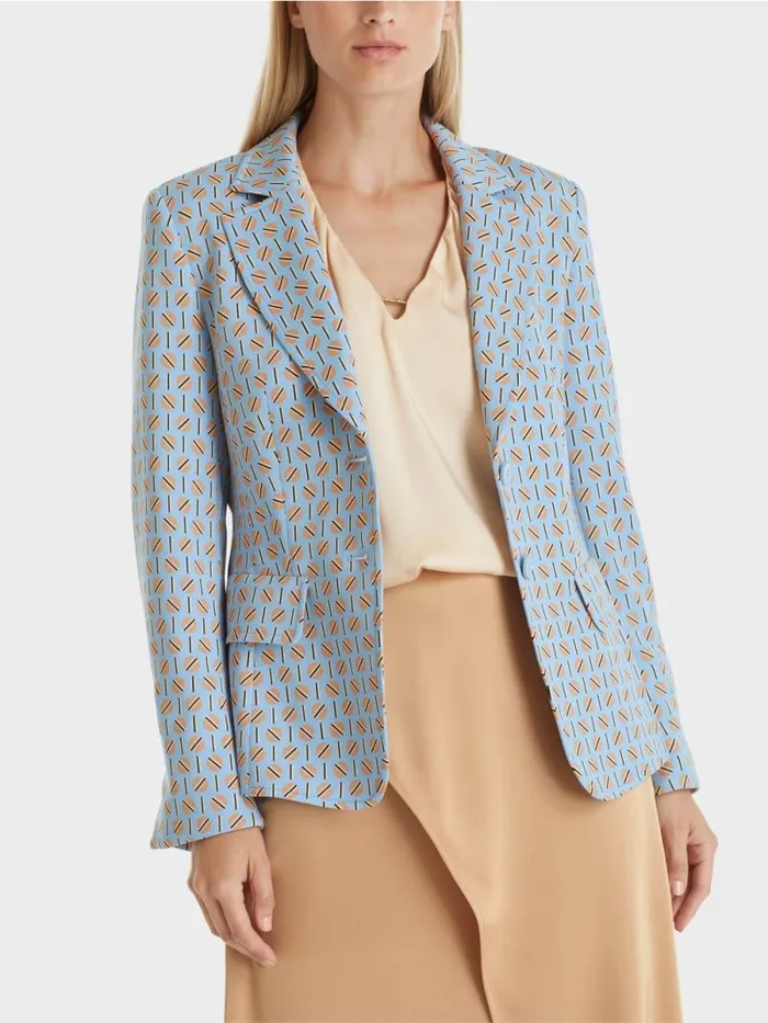 Blazer Damen Marc Cain Blazer Im Grafischen Dessin Dark Summer Sky
