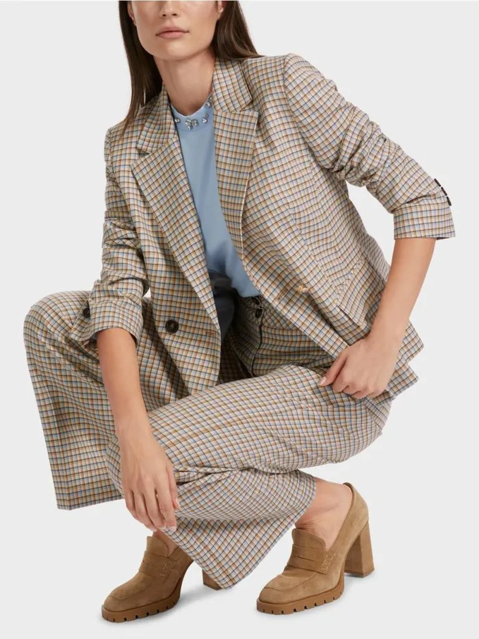 Blazer Damen Marc Cain Karierter Blazer Dark Summer Sky