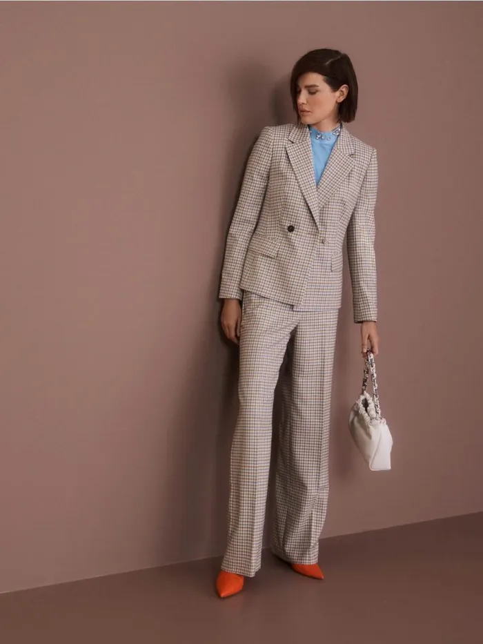 Blazer Damen Marc Cain Karierter Blazer Dark Summer Sky