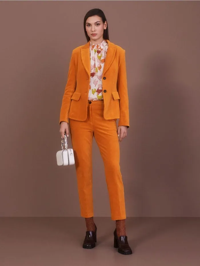 Blazer Damen Marc Cain Trendiger Kordblazer Deep Pumpkin