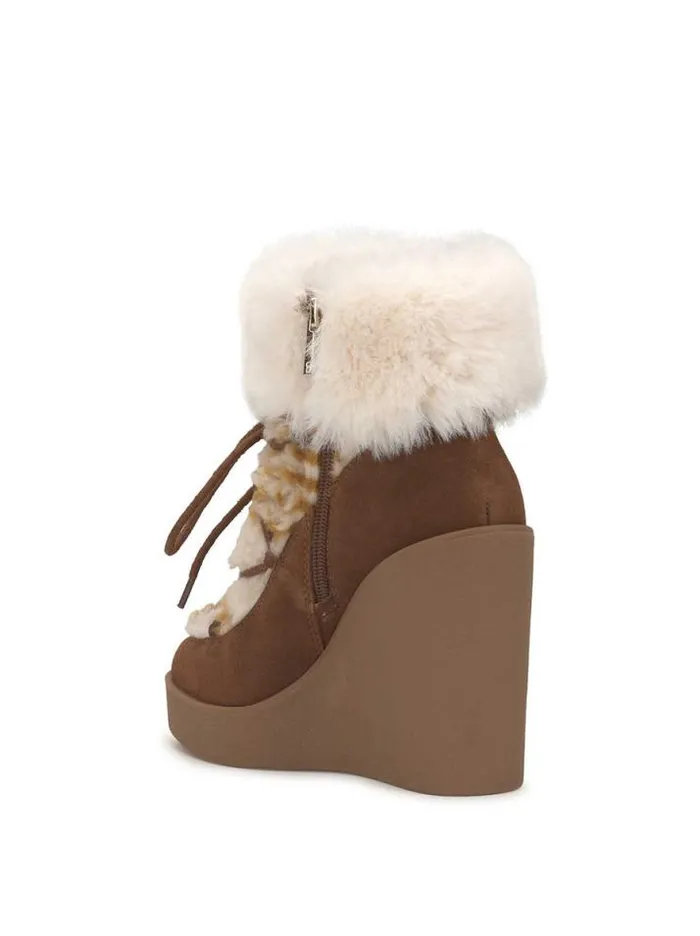 Boots and Booties Shoes Jessica Simpson Myina Wedge Bootie In Sherpa Plaid