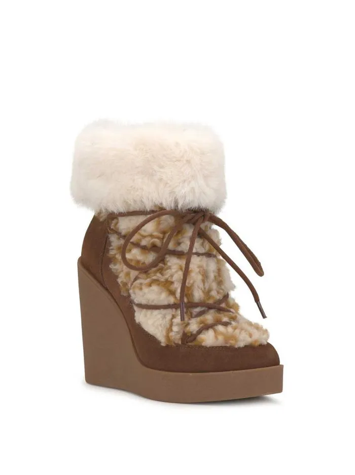 Boots and Booties Shoes Jessica Simpson Myina Wedge Bootie In Sherpa Plaid