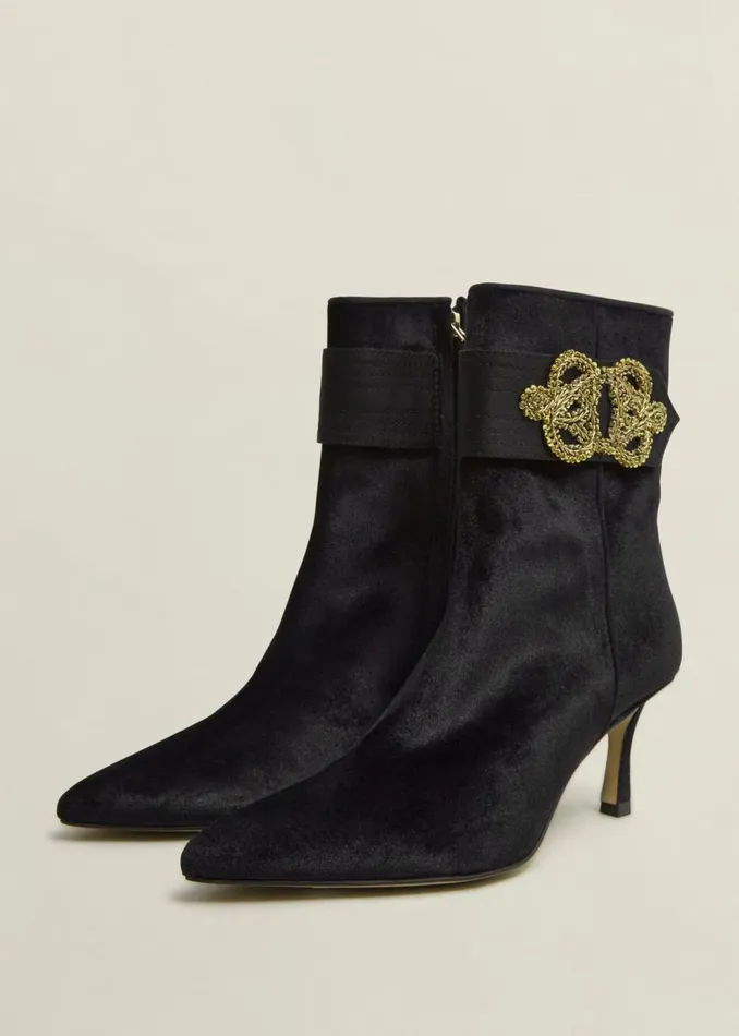 Boots Women HOBBS Keston Embellished Velvet Ankle Boots Black