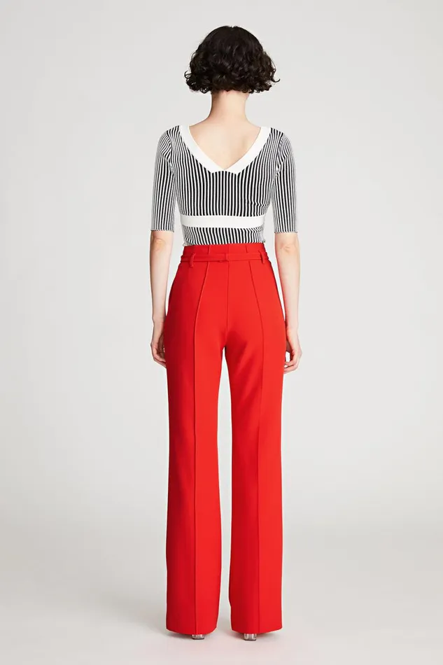 Bottoms Women Halston Alek Trouser In Stretch Crepe Lipstick Red