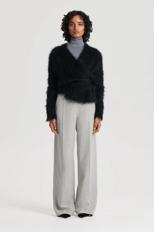 BRUSHED MOHAIR WRAP CARDIGAN BLACK Knitwear Scanlan Theodore Women