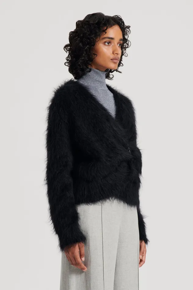 BRUSHED MOHAIR WRAP CARDIGAN BLACK Knitwear Scanlan Theodore Women