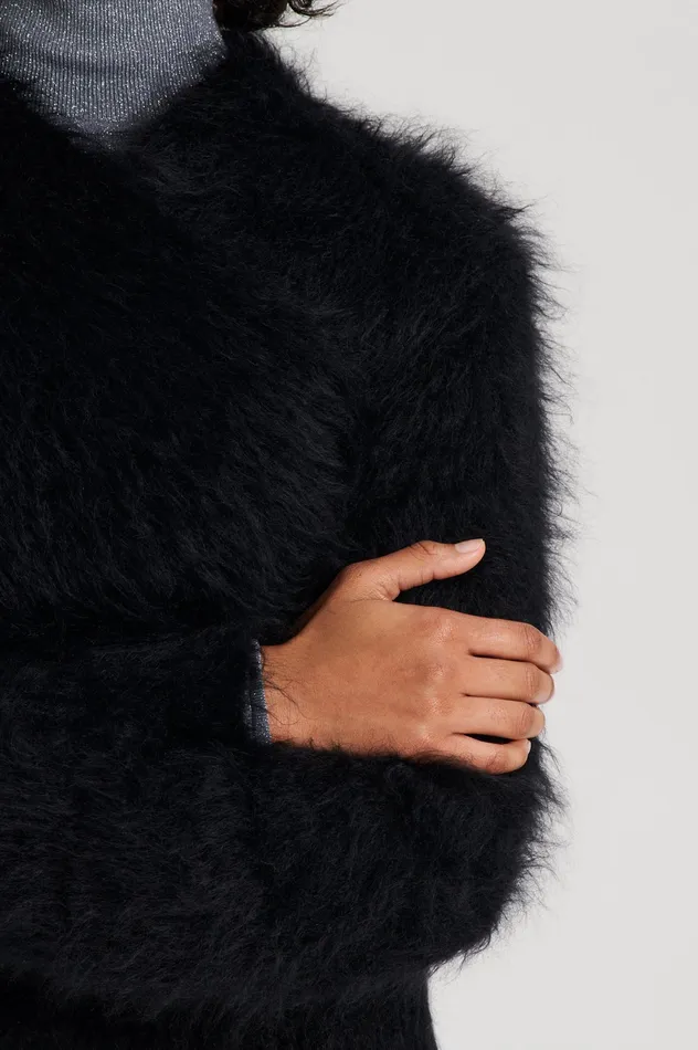 BRUSHED MOHAIR WRAP CARDIGAN BLACK Knitwear Scanlan Theodore Women