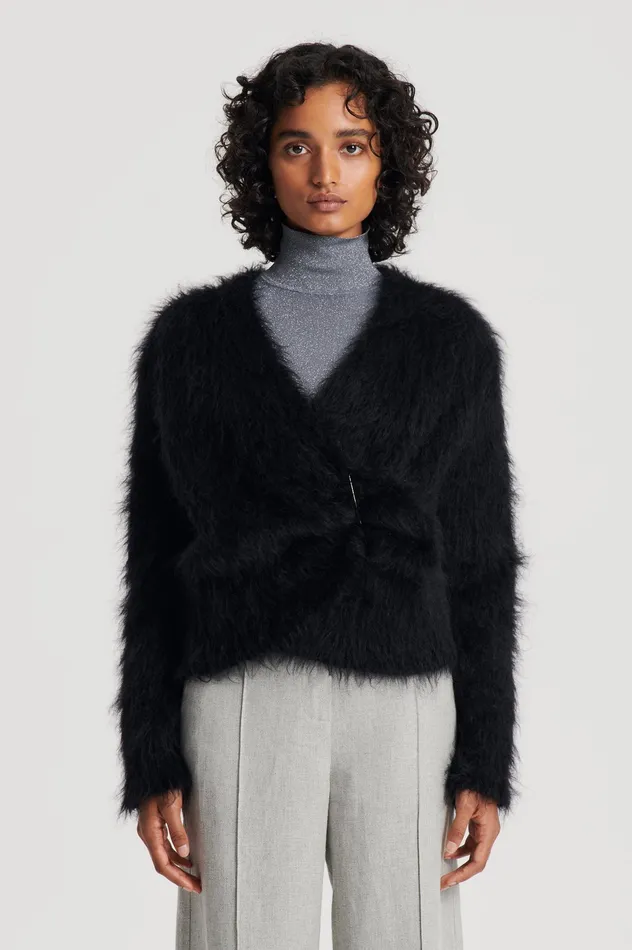 BRUSHED MOHAIR WRAP CARDIGAN BLACK Knitwear Scanlan Theodore Women
