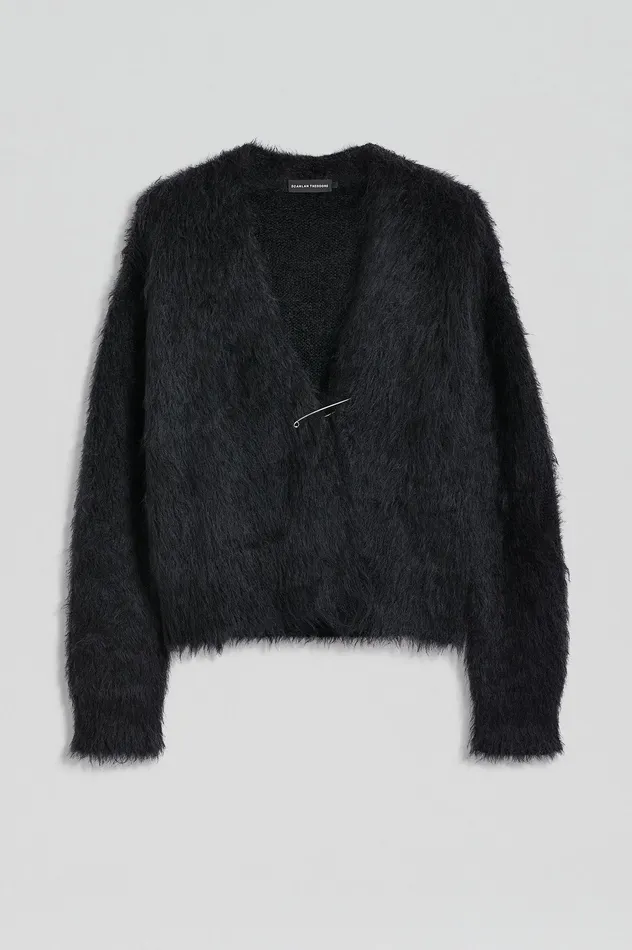 BRUSHED MOHAIR WRAP CARDIGAN BLACK Knitwear Scanlan Theodore Women