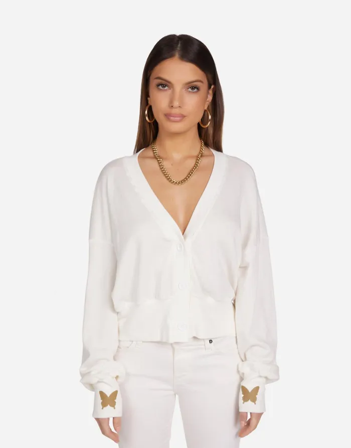 Camas Butterfly Eye Milk Women039s Lauren Moshi Sweaters and Knits