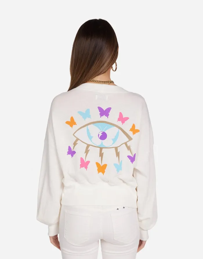 Camas Butterfly Eye Milk Women039s Lauren Moshi Sweaters and Knits