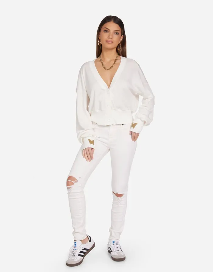 Camas Butterfly Eye Milk Women039s Lauren Moshi Sweaters and Knits
