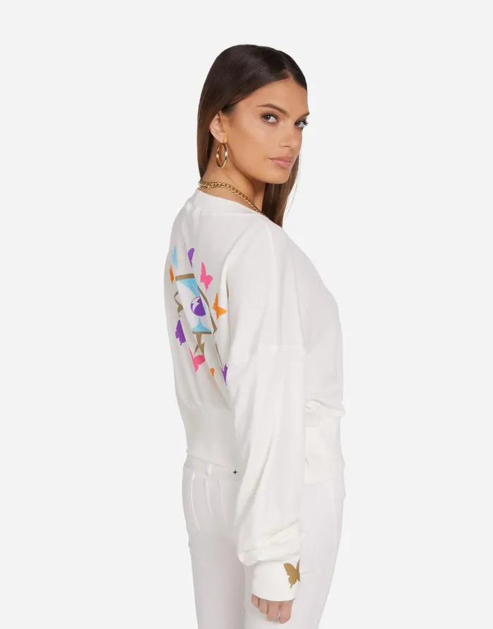 Camas Butterfly Eye Milk Women039s Lauren Moshi Sweaters and Knits
