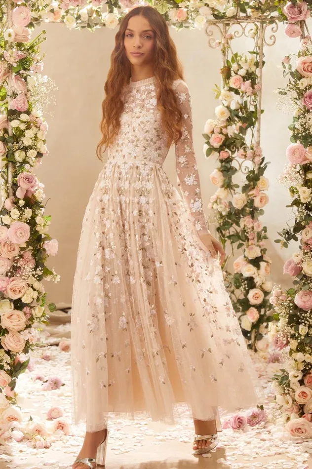 Camellia Ditsy Ankle Gown Champagne Women Needle and Thread Dresses