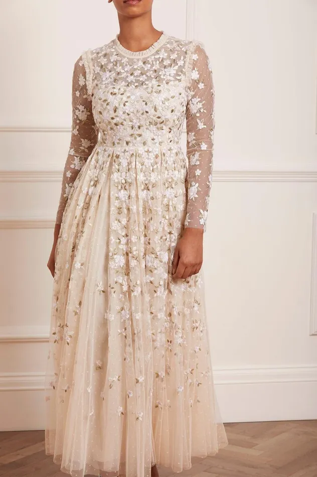 Camellia Ditsy Ankle Gown Champagne Women Needle and Thread Dresses