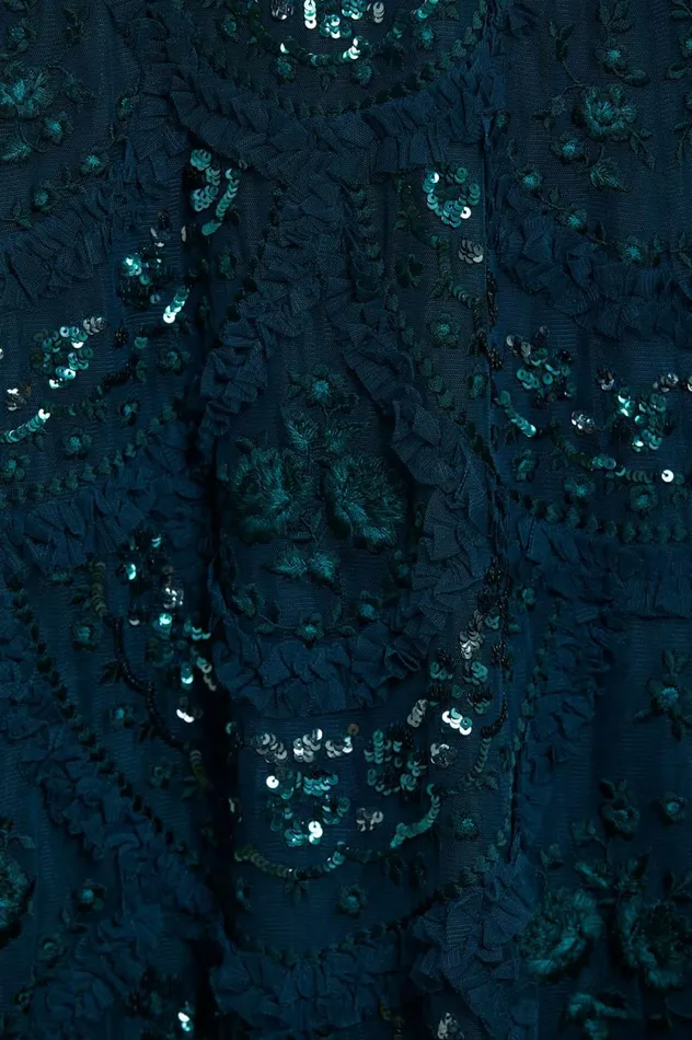 Carmen Ruffle Ankle Gown Green Women Needle and Thread Dresses