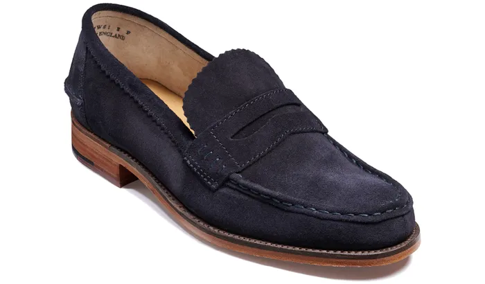 Caruso 8211 Navy Suede Men Barker Shoes Mens Loafers