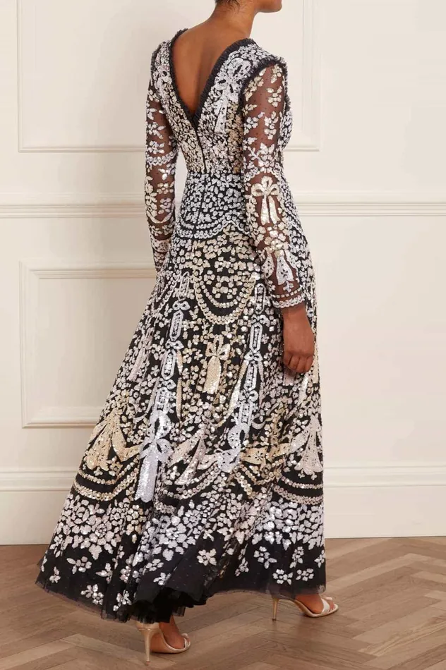 Chandelier Gloss Gown Black Women Needle and Thread Dresses