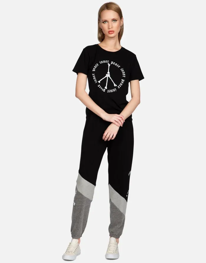 Charlene Inner Peace Sign Black Women039s Lauren Moshi Long Sweatpants