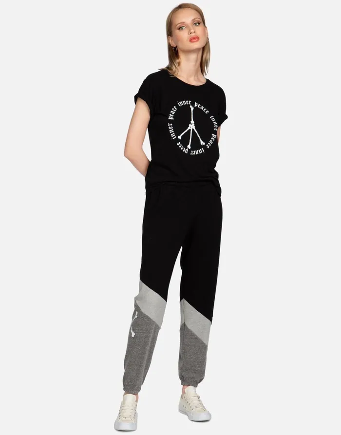 Charlene Inner Peace Sign Black Women039s Lauren Moshi Long Sweatpants