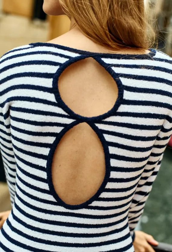 Ciao Lucia Knit Dresses Sabine Navy White Stripe Midi Knit Dress PreOrder 8211 Women