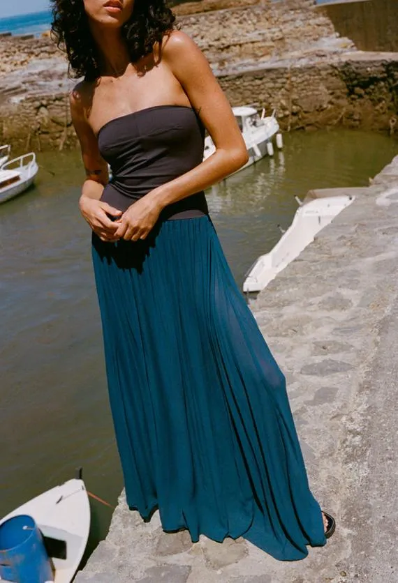 Ciao Lucia Long Dresses Giselle Navy Chiffon And Jersey Strapless Maxi Dress 8211 Women