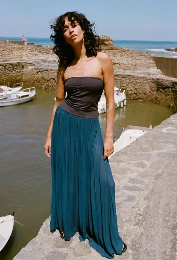 Ciao Lucia Long Dresses Giselle Navy Chiffon And Jersey Strapless Maxi Dress 8211 Women