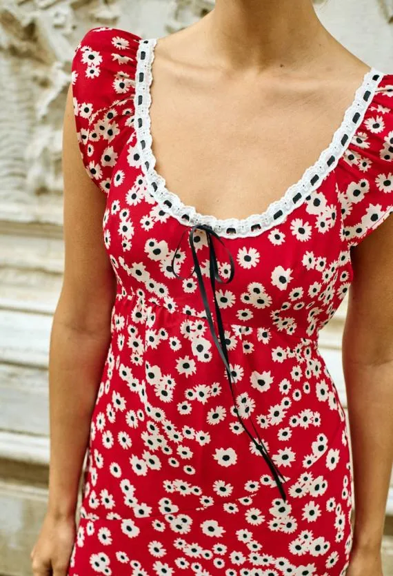 Ciao Lucia Long Dresses Violette Peony Print Cap Sleeved Midi Dress 8211 Women
