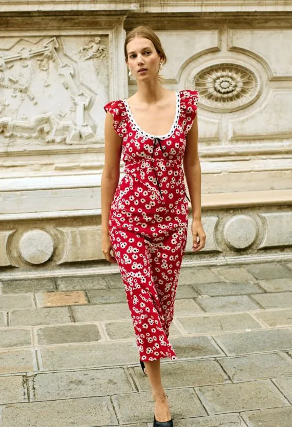 Ciao Lucia Long Dresses Violette Peony Print Cap Sleeved Midi Dress 8211 Women