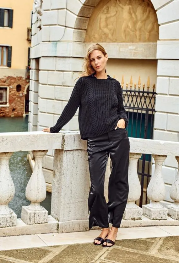 Ciao Lucia Polo Sweaters Aubrey Black Cotton Collared Pullover PreOrder 8211 Women